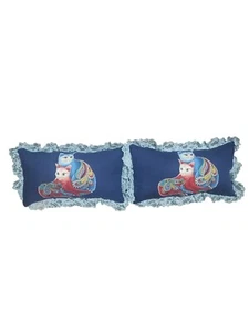 Set Of 2 Blue And Red Cat Pillows Handmade New - Picture 1 of 7