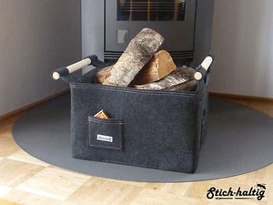 Kaminkorb aus Filz Feuerholzkorb Brennholzkorb Ofenkorb Kaminholzkorb weiße Naht - Bild 1 von 3