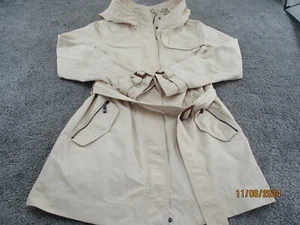 Esprit Jacket/Coat/Mac 10 Long Sleeve Belted Zip Up Beige Lined Hooded - Picture 1 of 23