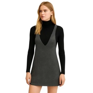 ZARA Trafaluc Houndstooth Jumper Dress XS Schoolgirl Preppy Fall Mini Pinafore - Picture 1 of 8