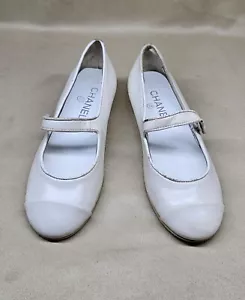CHANEL Ballerina White MaryJane Leather Shoes Size 36 EU - Picture 1 of 18
