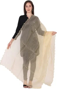 TreegoArt Para Mujer Talla Libre Tela Organza Lisa Corte Trabajo Borde Dupatta - Imagen 1 de 54