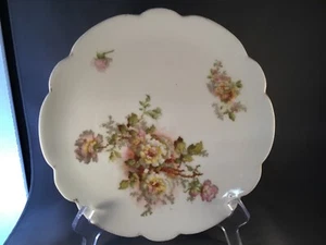 ANTICO PIATTO PORCELLANA LIMOGES FRANCIA AKCD KLINGENBERG DWENGER ROSE SELVATICHE - Foto 1 di 9