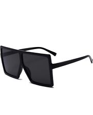 oversized chic flat sunglasses unisex blak brown ombre