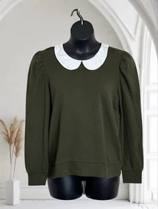 NWT LOFT Size Large Military Green Collard Stretch Winter L/Slv Pullover Sweater - Imagen 1 de 9