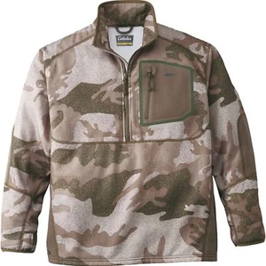 Cabela's Men's Outfitter Camo Merino Wool Waterproof 1/2 Zip Hunting Pullover - Picture 1 of 7