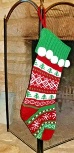 Fair Isle Knitted Christmas Stockings with Snowflakes and more 19.5 long - Picture 1 of 8