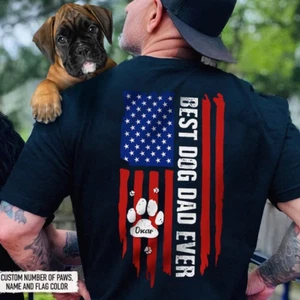 Mens Best Dog Dad Ever Dog Lover Dog Dad Shirt Fathers Day Personalized Dog Tee - Picture 1 of 5