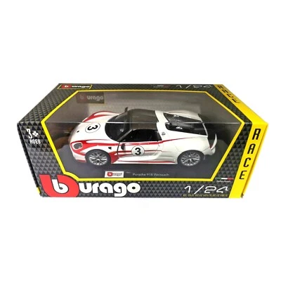 Bburago Porsche 918 Weissach Scala 1:24 Modellino Auto Automobile Burago - Immagine 1 di 4