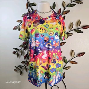Women's Rainbow Animal Print V-neck Scrub with 2 Pockets NWOT Size XL Version 2 - Picture 1 of 9