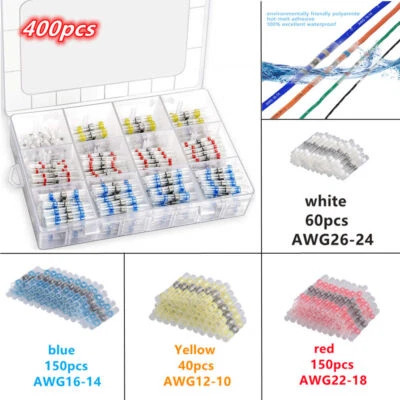 400X Heat Shrink Butt Terminals Solder Seal Sleeve Wire Connector Kit Waterproof - Image 1 of 4