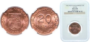 MOZAMBIQUE 1936 20C, NGC MS63RB (PROVA) KM-Pr4 (Essai) [Portugal/East Africa] - Picture 1 of 1