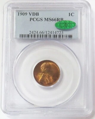 1909 VDB LINCOLN WHEAT CENT 1C PCGS MINT STATE 66 RB CAC - Image 1 of 4