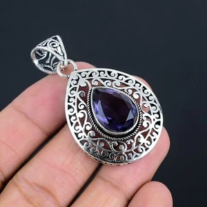Amethyst Gemstone Handmade 925 Sterling Silver Jewelry Pendant For Gifts - Picture 1 of 4