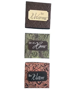 Metal Accent Pictures, Be Warm, Home, Welcome, kitchen decor, living room, set 3 - Picture 1 of 4