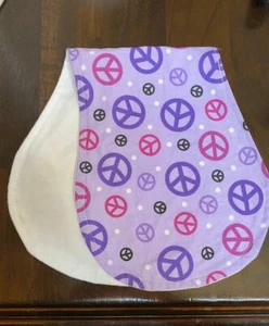 Handmade Burp Cloth Purple with Peace Signs Set of 2 - Picture 1 of 1