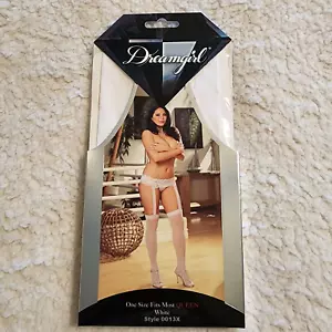 Dreamgirl One Size Fits Most Queen Sheer Garter Belt Pantyhose White Lingerie - Picture 1 of 7