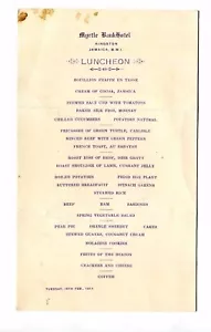 Vintage Menu MYRTLE BANK HOTEL Kingston Jamaica 1913 lunch - Bild 1 von 1