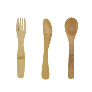 BambooMN Organic Reusable Camping Bamboo Utensil Set: Spoon, Fork, and Knife - Picture 1 of 1