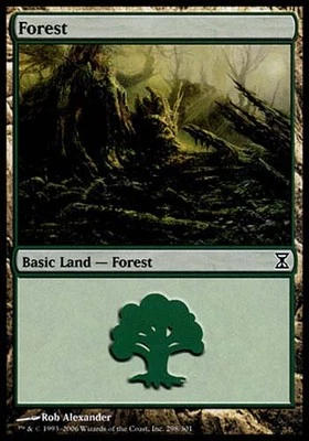 1x FOIL Forest #298 Time Spiral MtG Magic Land Common 1 x1 Card Cards - Image 1 of 2