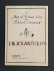 1920's (?) Cunard Steam Ship Co. Ltd "Map Of British Isles & Table Of Distances"