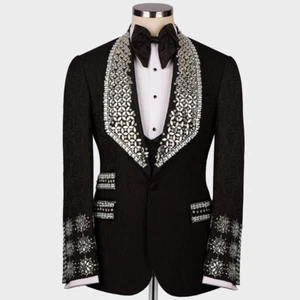 Brillante Joyería Metálica Esmoquin Hombres Trajes Ropa Conjunto Boda Fiesta Banquete - Imagen 1 de 18