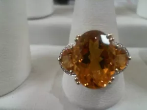 Orange Stone Lady's Stone & Diamond Ring 18 Diamonds .100 Carat T.W. (AD1004732) - Picture 1 of 5