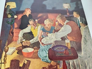 Winter Evening At Home Beer US Brewers 1951 Ad Magazine Print Douglas Crockwell - Picture 1 of 5