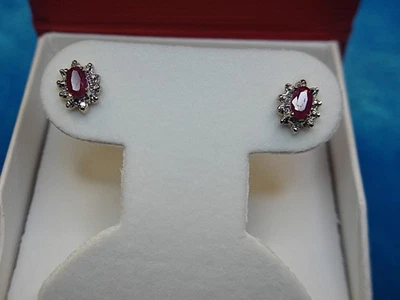 10K YELLOW GOLD RUBY & DIAMOND STUD EARRINGS - Image 1 of 4