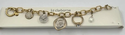 Pulsera Liz Claiborne 7" Tono Dorado Cadena Cuelga Dije Moda - Totalmente Nueva con Etiquetas Foto 1 de 4