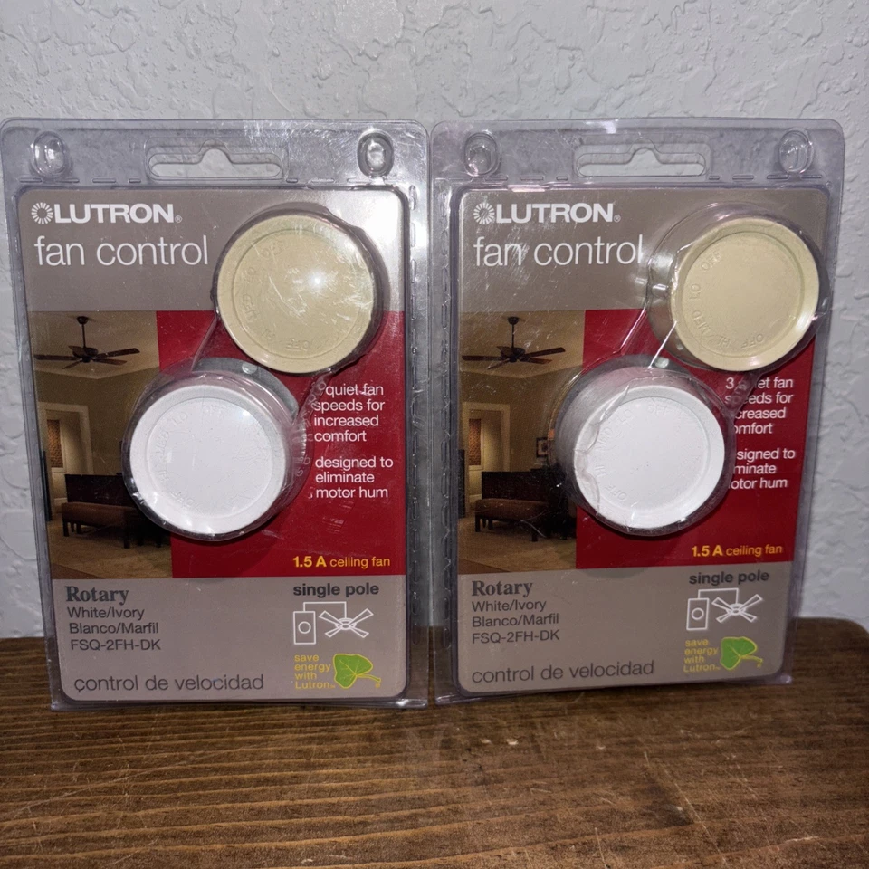 Lutron 354068 Rotary Fan Control 3 Speed White Ivory