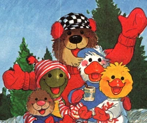 Vintage Postcard Cartoon Christmas Anthropomorphic Animals Around Campfire - Picture 1 of 3