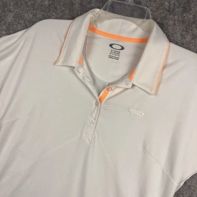 Polo de tenis de golf Oakley para mujer blanco naranja talla mediana 614 Foto 1 de 4