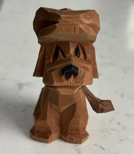Jean-Marc Morin Wood Sculpture St-Cesaire Quebec Hand Carved Dog Folk Art Smal - Picture 1 of 16