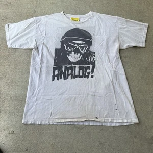 Y2K 2000s Analog Distressed Cream White T-Shirt Size L - Picture 1 of 8