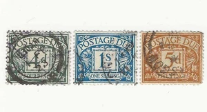 1915-30 Great Britain used Postage Due Stamps #'s J6, J8, J15; CV $56.25 - Picture 1 of 2