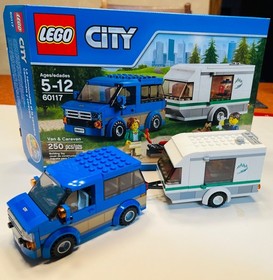 LEGO, CITY 60117, VAN & CARAVAN, ASSEMBLED, COMPLETE, BOX+MANUALS+FIGS