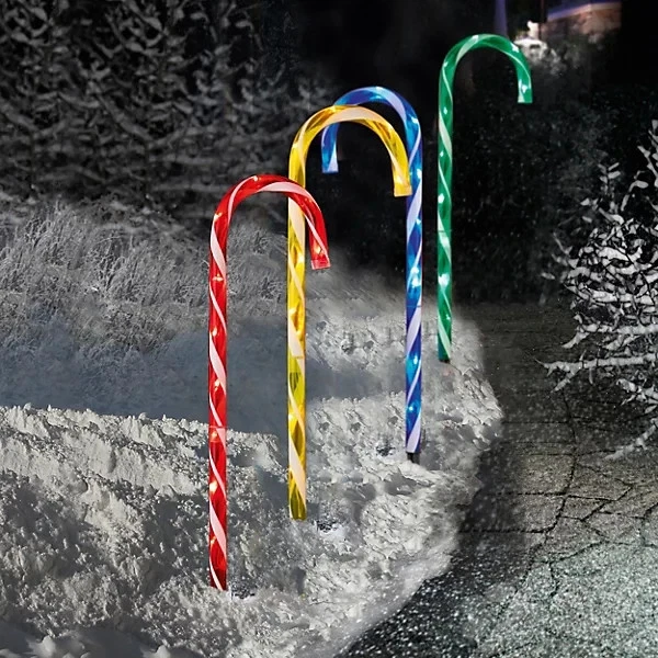 SAMUEL ALEXANDER Outdoor Multicoloured Christmas Candy Cane LED Path Lights for Garden