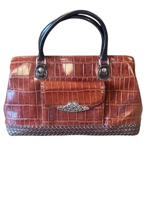 M.C. Cartera de cuero de cocodrilo - marrón negro Foto 1 de 4