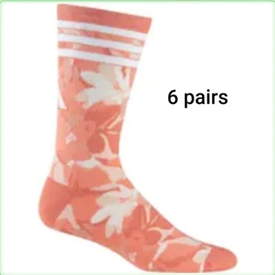 6 pares de calcetines Adidas florales - Coral Fusion - talla estándar grande #92 Foto 1 de 4