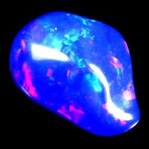 6.42 ct Fancy (13.79 x 14.66 mm) Ethiopia Play of Colors Natural Blue Opal - Picture 1 of 2
