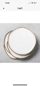 Hearth and Hand CREAM Stoneware Dinner Plates Reactive Exposed Rim Set of 4 NEW - Picture 1 of 5
