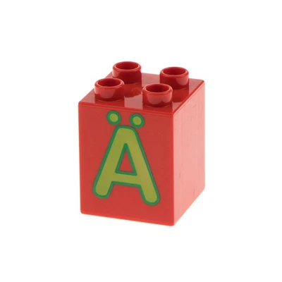 1x Lego Duplo Motiv Bau Stein 2x2x2 rot bedruckt Buchstabe AE Ä 31110pb122 - Bild 1 von 2