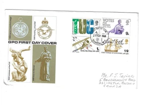 GREAT BRITAIN 1968 FDC "Capt. Cook;Women's Vote;RAF;TUC" sent to Canada - Picture 1 of 2