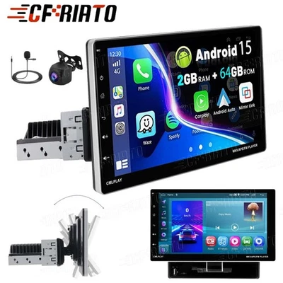 9 Zoll 1 DIN Android 15 Carplay Autoradio GPS Navi Drehbar Bildschirm MIT Kamera - Bild 1 von 4