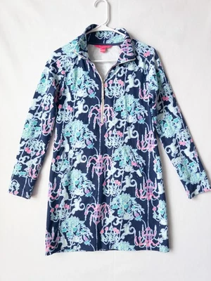 Lilly Pulitzer Sweater Dress Womens XS Colorful Fairy 1/2 Zip Cotton Long Sleeve - Image 1 of 4