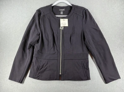 Chaqueta para mujer Liz Claiborne Career talla L negra cremallera completa forrada frontal elástica Foto 1 de 4