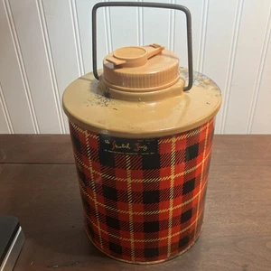 50’s Vintage "THE SKOTCH JUG" Half Gallon 9" Hamilton OHIO Plaid Thermos As Is - Bild 1 von 15