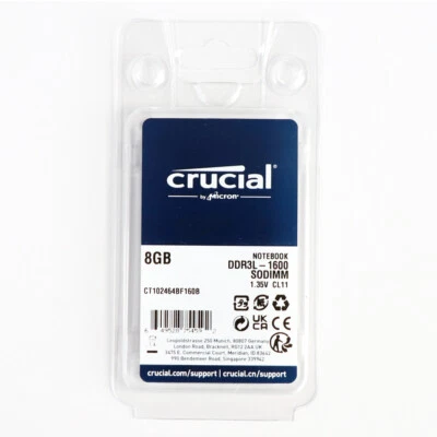 Crucial 8GB 2Rx8 PC3L-12800 DDR3L-1600Mhz SODIMM Memory Notebook  CT102464BF160B - Image 1 of 4
