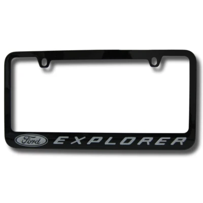 Marco de matrícula negro logotipo grabado Ford Explorer con licencia oficial Foto 1 de 4